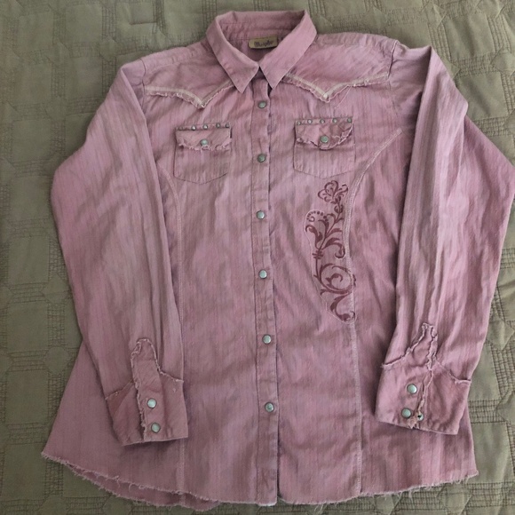 Wrangler Tops - Wrangler Western Snap Button Down Shirt